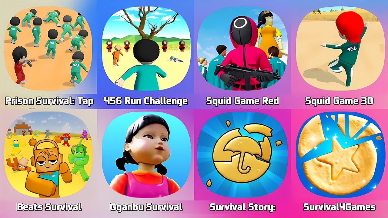 Prison Survival, Tap Challenge, 456 Run Squid, Squid Game 3D, Red Light, Green Light