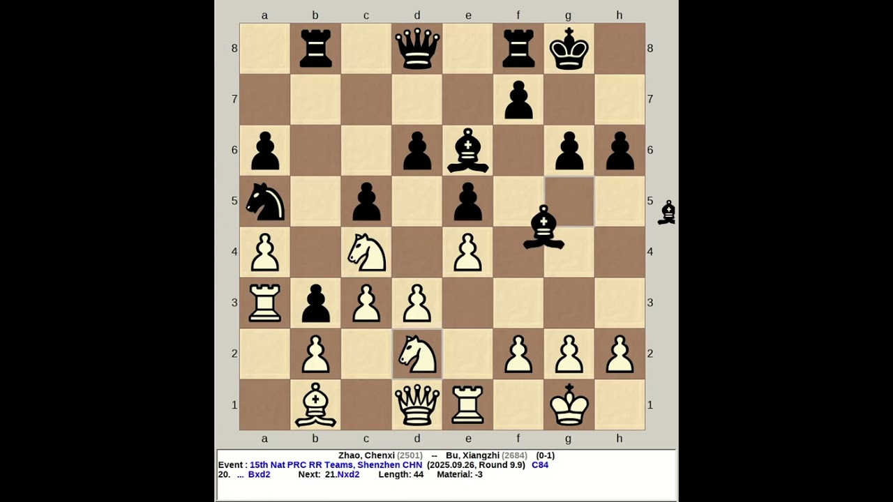 Zhao, Chenxi vs Bu, Xiangzhi | 15th National PRC RR Teams Chess 2025, Shenzhen China