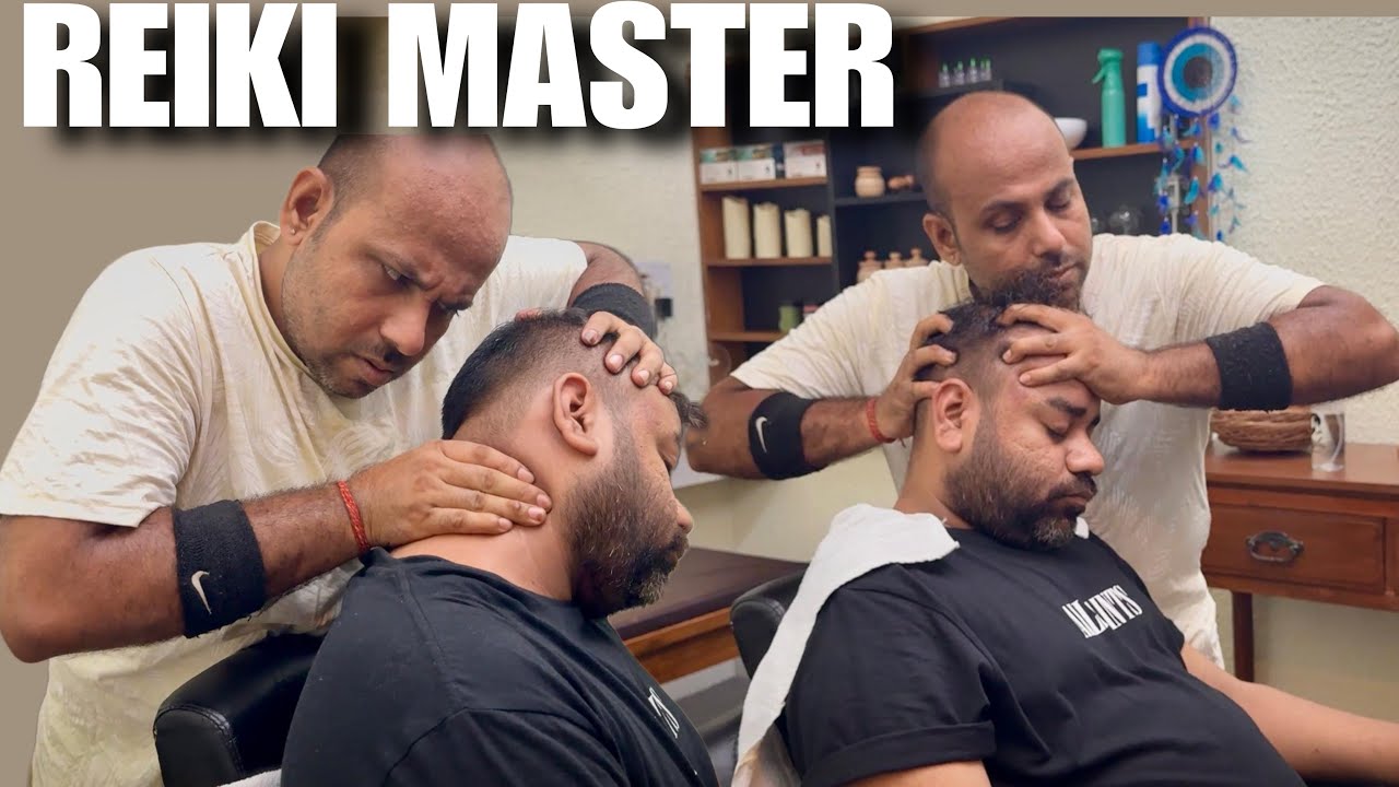 REIKI MASTER Simple Soothing Head Massage With Neck Crack #indianbarber #sensoryoverload #relaxation