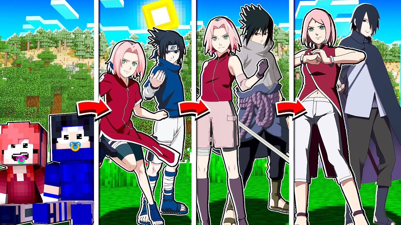 CICLO DE VIDA DO SASUKE E DA SAKURA no Minecraft!