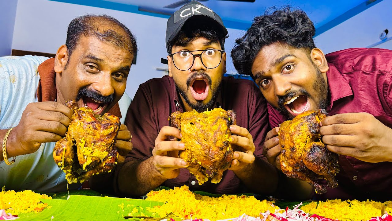 10KG!! WHOLE CHICKEN AND RICE EATING CHALLENGE WITH FAMILY 🤩