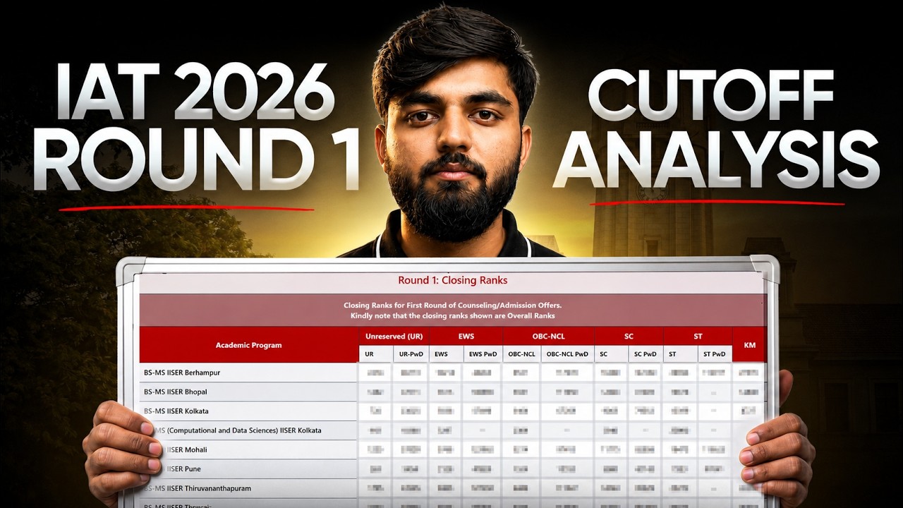IAT 2026 Round 1 Cutoff Explained 🔥 | IISER Seat Matrix & Closing Ranks