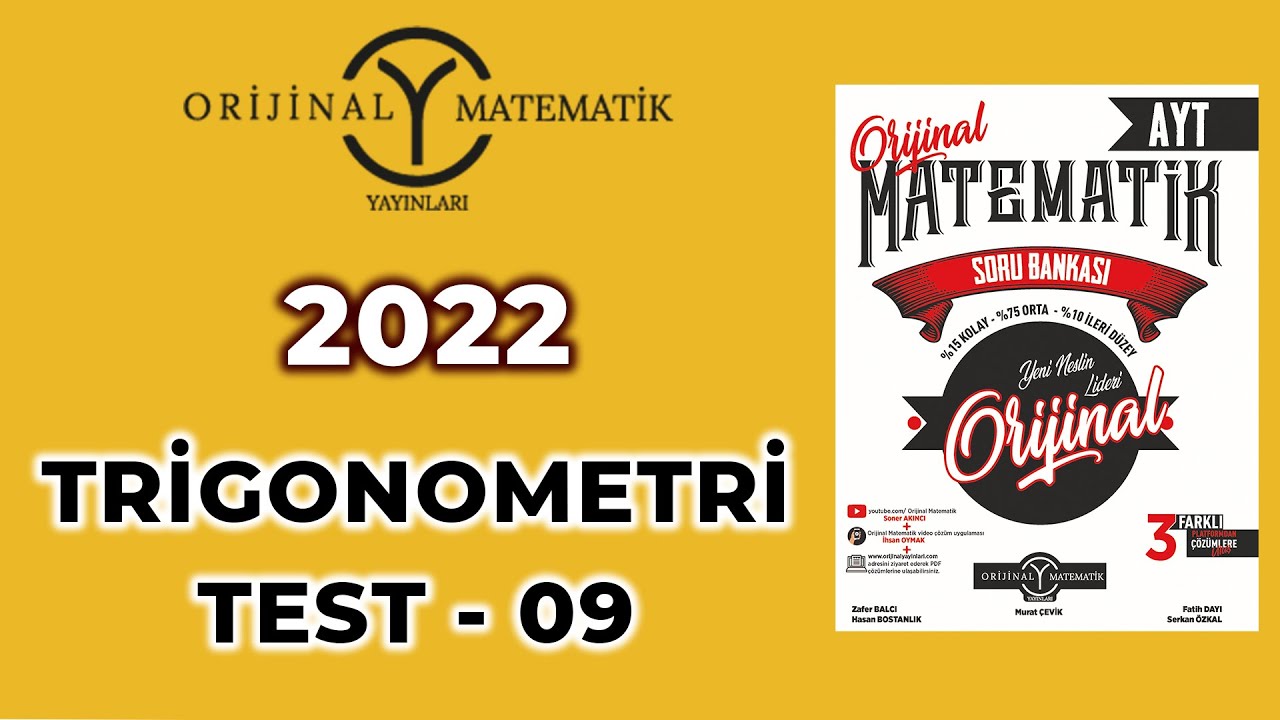 TRİGONOMETRİ TEST 09  - 2022 AYT MATEMATİK SORU BANKASI @SonerAkinciMatematik