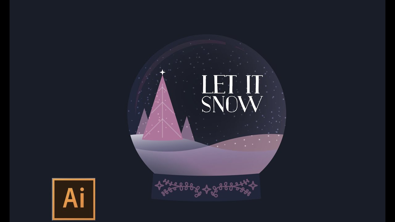 Let it Snow-globe! Intermediate Adobe illustrator tutorial, gradients, shapes and the symbol sprayer