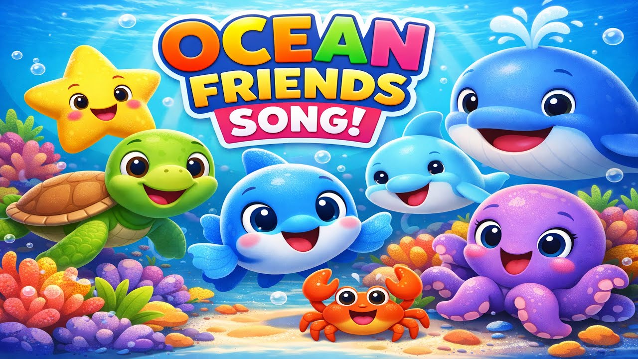 Ocean Friends Song | Fish Dolphin Turtle Dance | Kids Underwater Nursery Rhymes