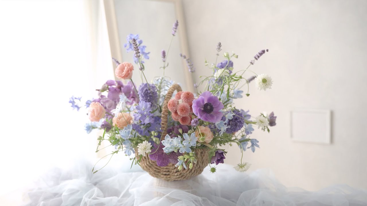 비비드한 꽃바구니 만들기, 사부작거리는소리, florist, flower basket