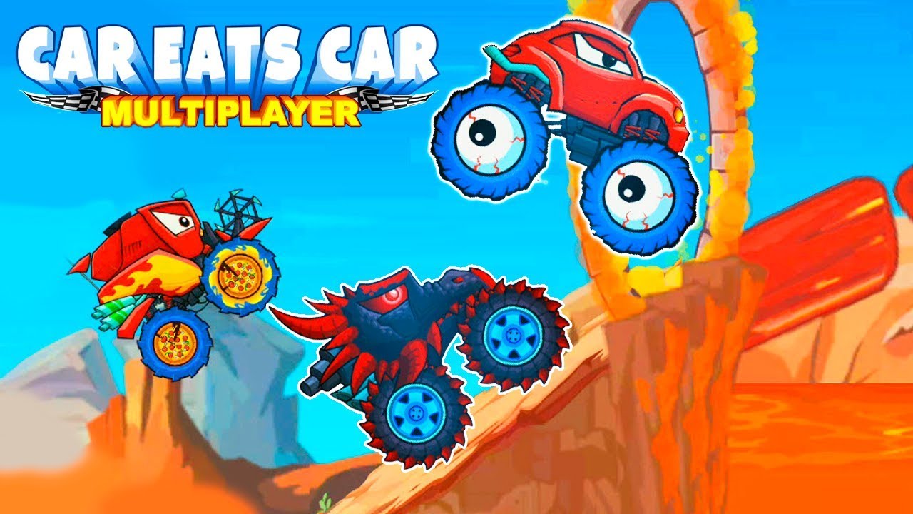 Car Eats Car Multiplayer - Battle of RED CARS: Beetle vs Harvester vs BOSS - Race Game Online