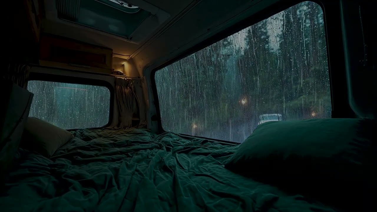 Relaxing Rain on Van Window at Night | 3 Hours of Cozy Van Life Ambience for Deep Sleeping