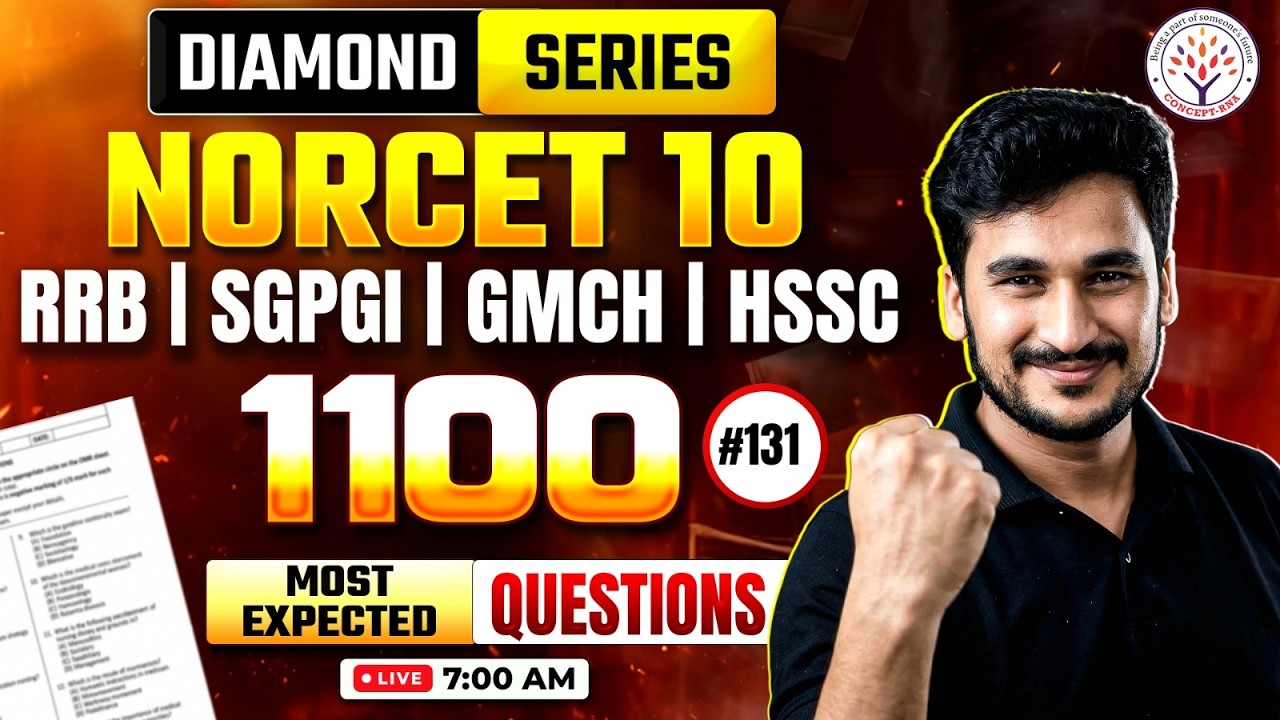 NORCET 10 Preparation | NORCET 10 Most Expected Questions | RRB,SGPGI ,GMCH ,HSSC | #131 | Vikas Sir