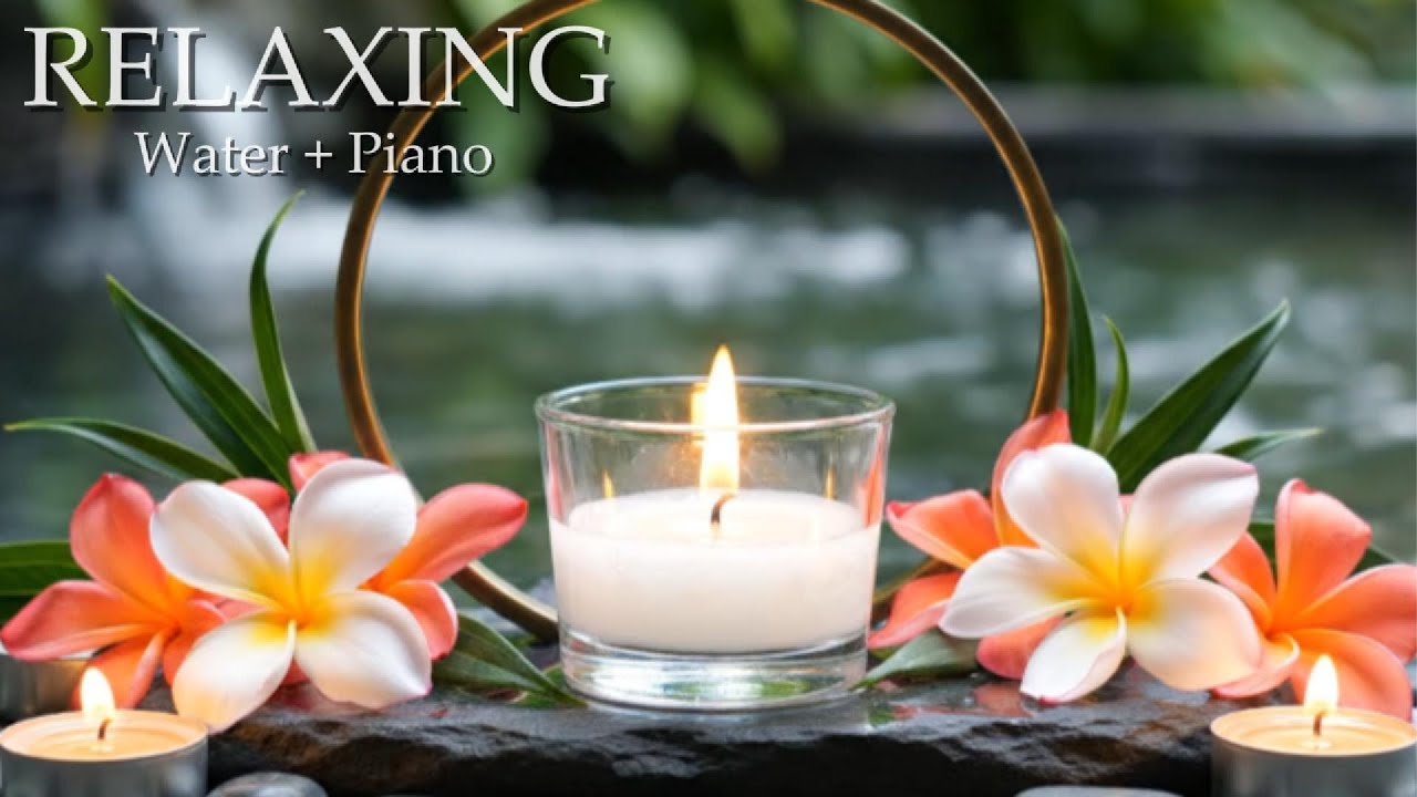 Relaxing Music Relieves Stress, Anxiety and Depression - Bamboo Water Fountain + Healing Piano Music