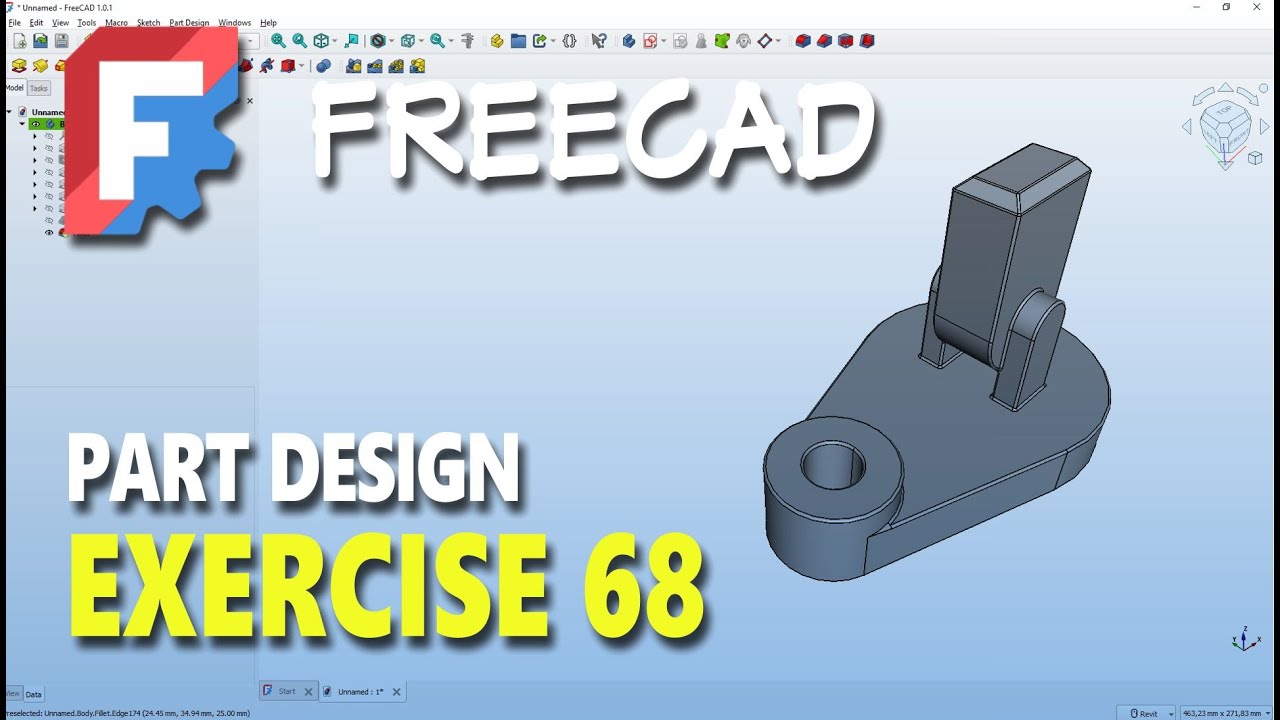 Упражнение 68. Учебное пособие по проектированию деталей в FreeCAD для начинающих.