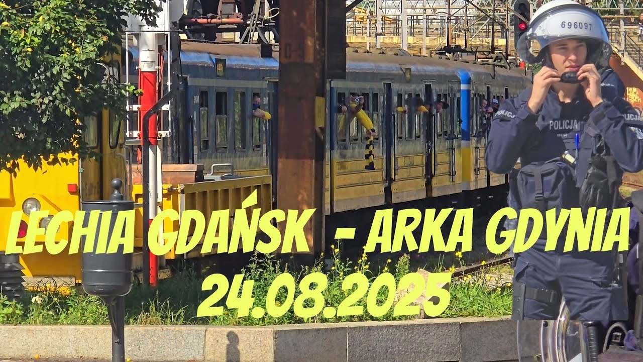 LECHIA GDAŃSK - ARKA GDYNIA  24.08.2025 PRZEJAZD KIBICÓW ARKI DO GDAŃSKA