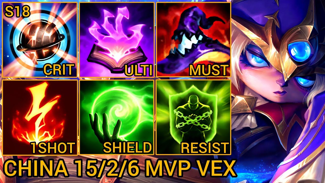 Vex Mid Lane MVP 15/2/6 - China Server Wild Rift Season 18 New Build Best Tier By Tiarty