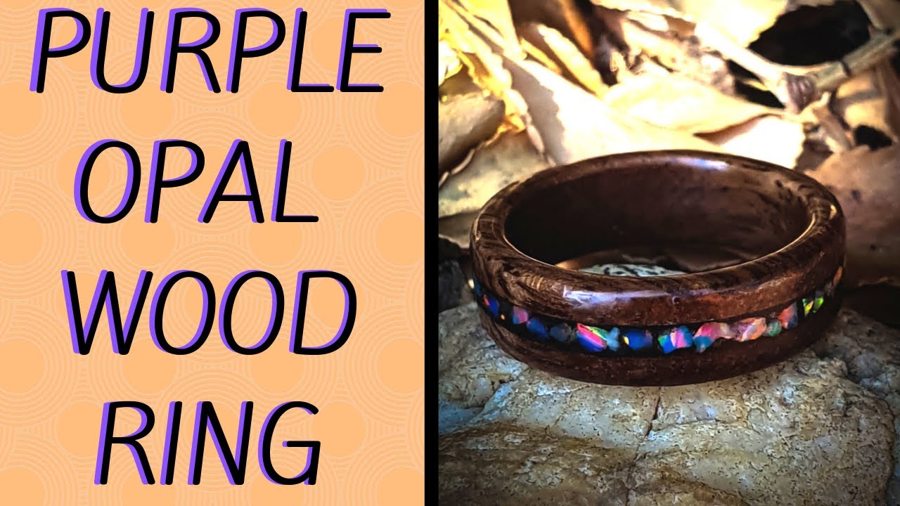 Making a Ring using Purple Opal & Merbau Wood on a lathe