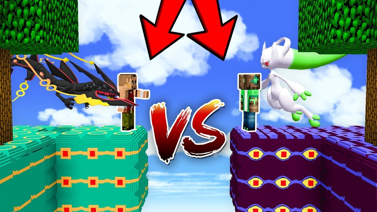 SKYBLOCK LUCKY BLOCK MEWTWO BALL VS RAYQUAZA BALL en MINECRAFT!! 😱 LEGENDARIOS SHINY PIXELMON MOD