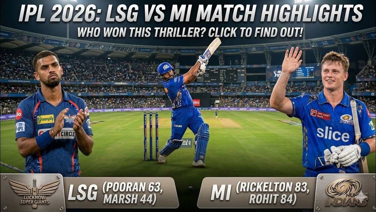 MI vs LSG Highlights ⚡ Rohit Sharma 84, Rickelton 83 | MI Chase 229 in 18.4 Overs | IPL 2026 #ipl 