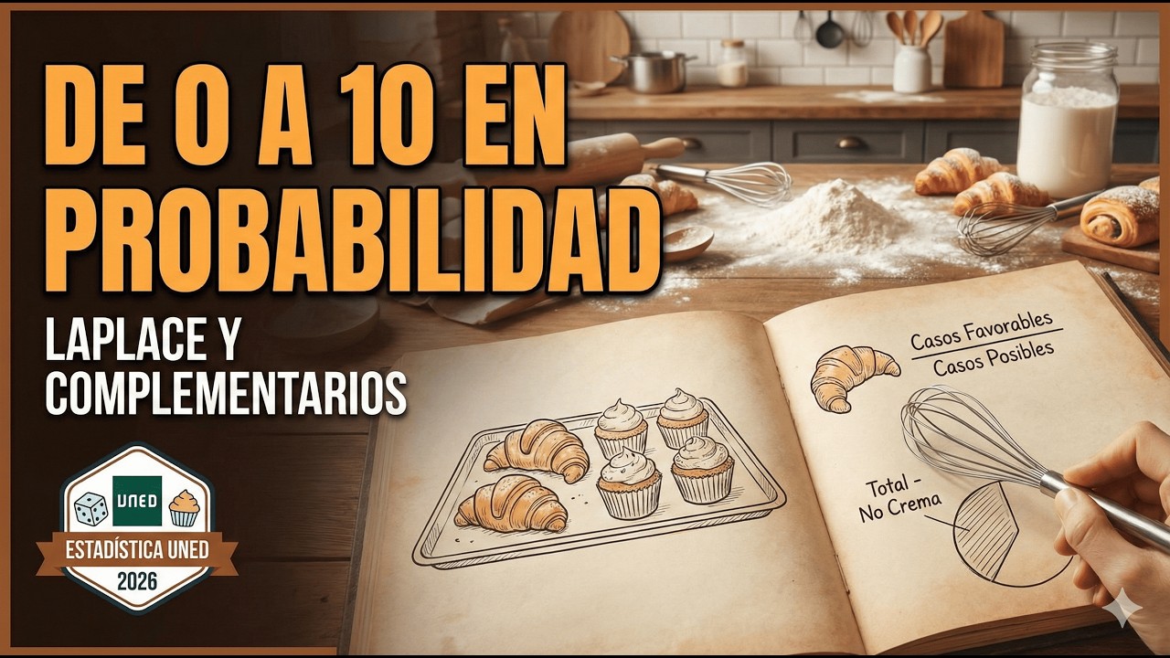 De 0 a 10 en Probabilidad: Laplace y Complementarios (Dibujos + Teoría) | Estadística UNED 2026 🎲🧁