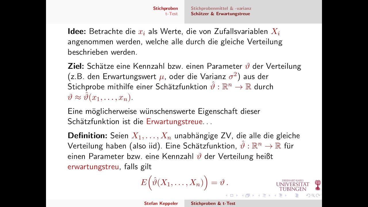 Kennzahlen von Stichproben 1 - Erwartungstreue