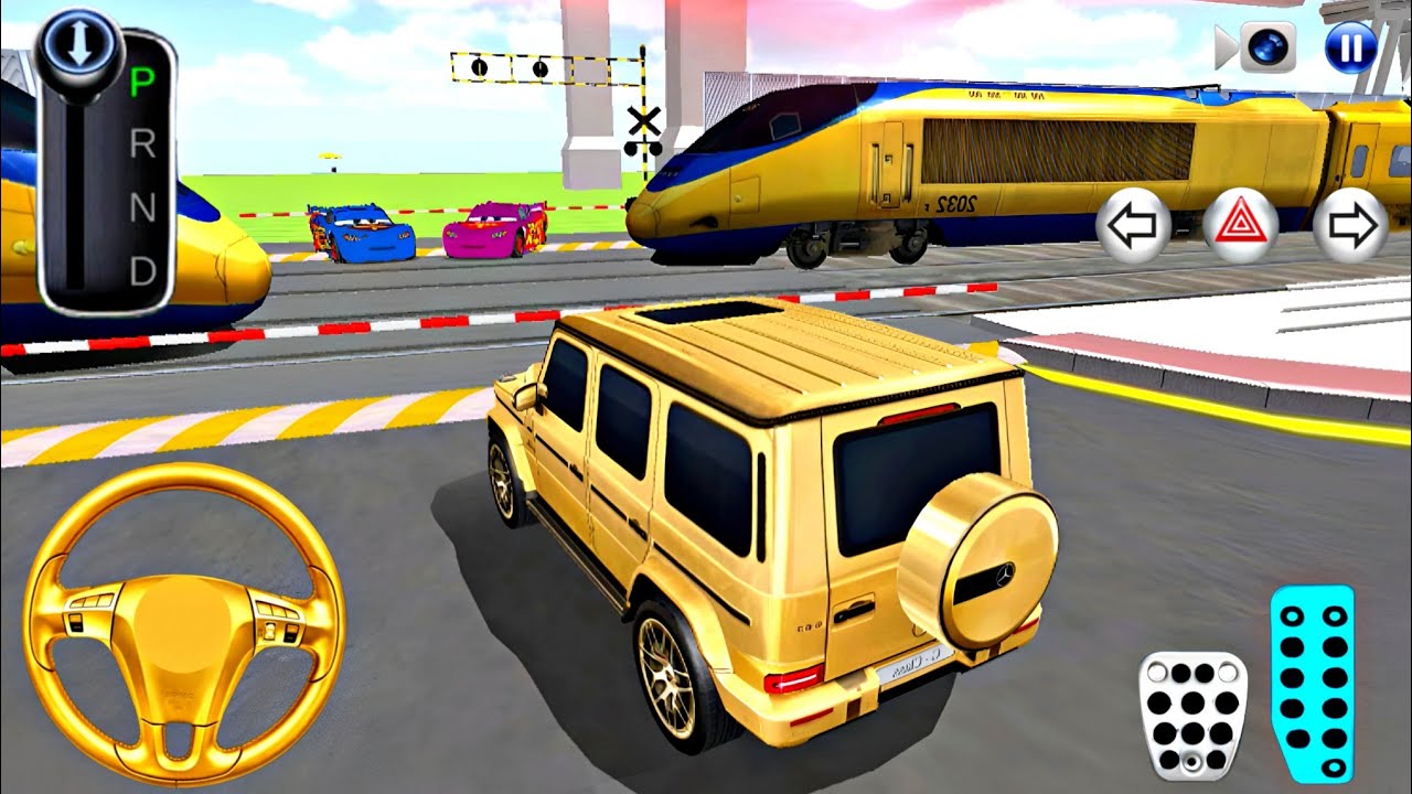 New Golden G Wagan Car Stop in Railway Crossing - 3D Driving Class - Android Gameplay