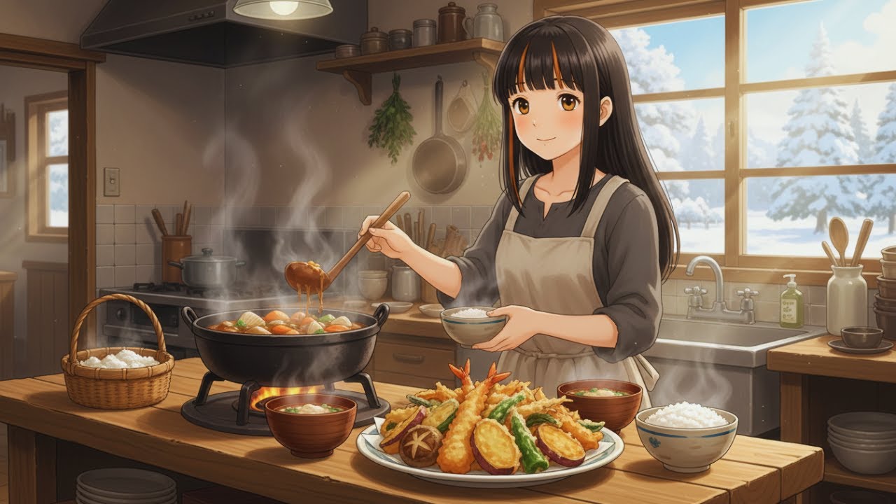 Peaceful Farm Kitchen | Home-Cooked Miso, Crispy Tempura and Winter Stew 🍲✨