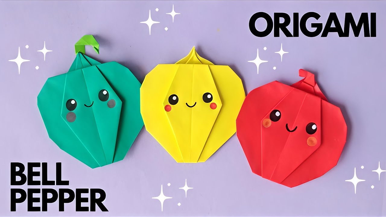 easy origami vegetables| paper bell pepper| paper capsicum DIY
