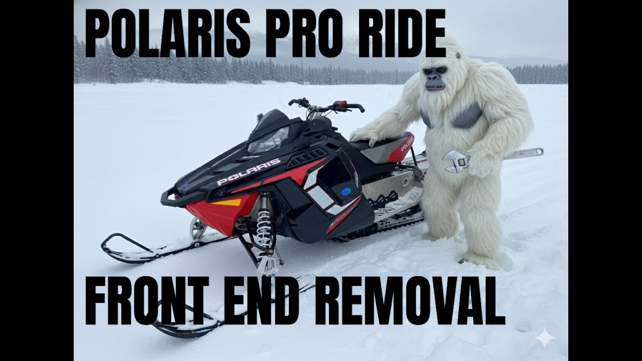 Пошаговое снятие рычага управления, амортизаторов и лыж со снегохода Polaris Pro R Switchback