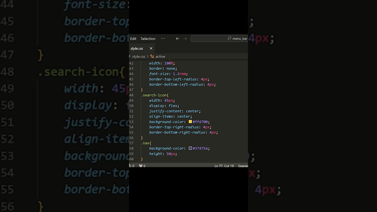Mastering Navigation: How to Create a Stunning Menu Bar & Search Bar in HTML & CSS | MZCode01