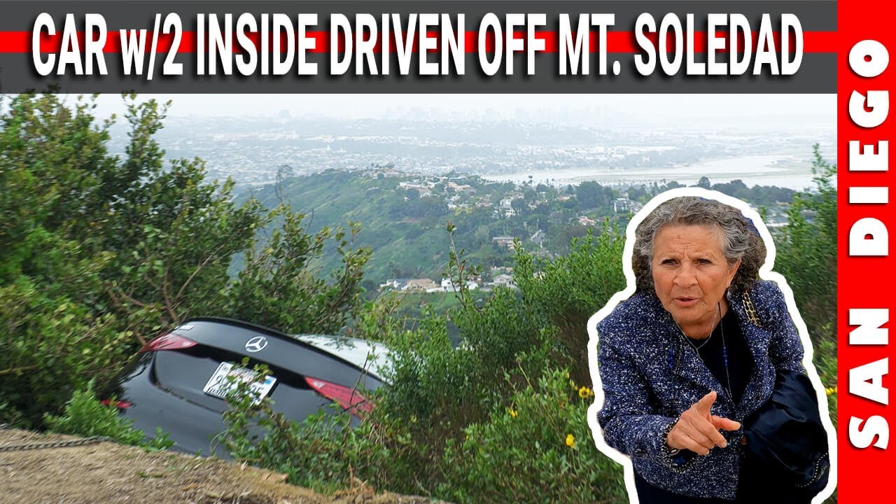 Car Driven Over the Side of Mt. Soledad w/2 Inside | La Jolla | 20240423 (4K)