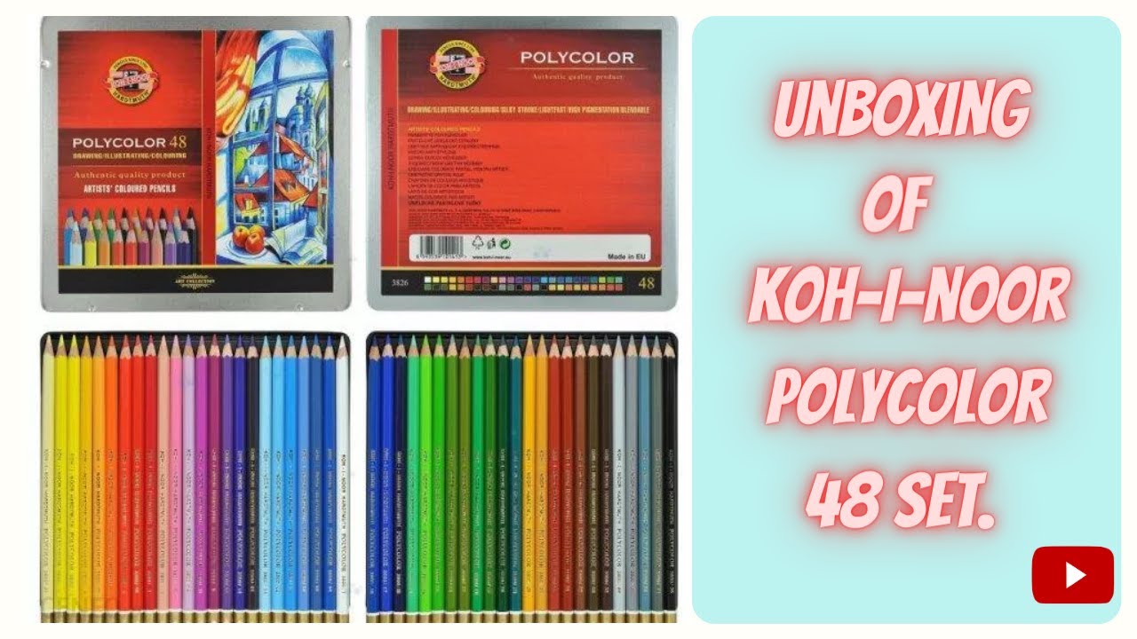 Koh-I-Noor Polycolor UNBOXING | REVIEW. Polycolor Artist's Coloured Pencils set of 48.