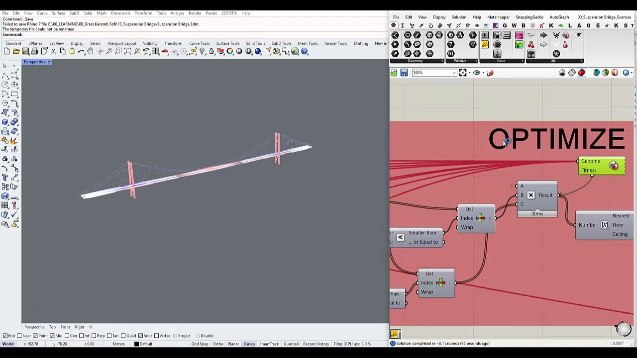 07_Grasshopper, Galapagos, Karamba3D and Sofistik - Bridge Optimization - Suspension Bridge