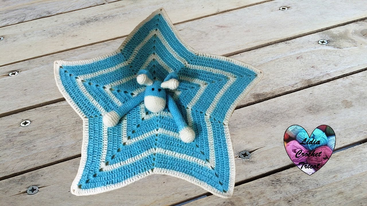 Doudou étoile girafe au crochet 2/2 / Mantita de apego jirafa tejida a crochet