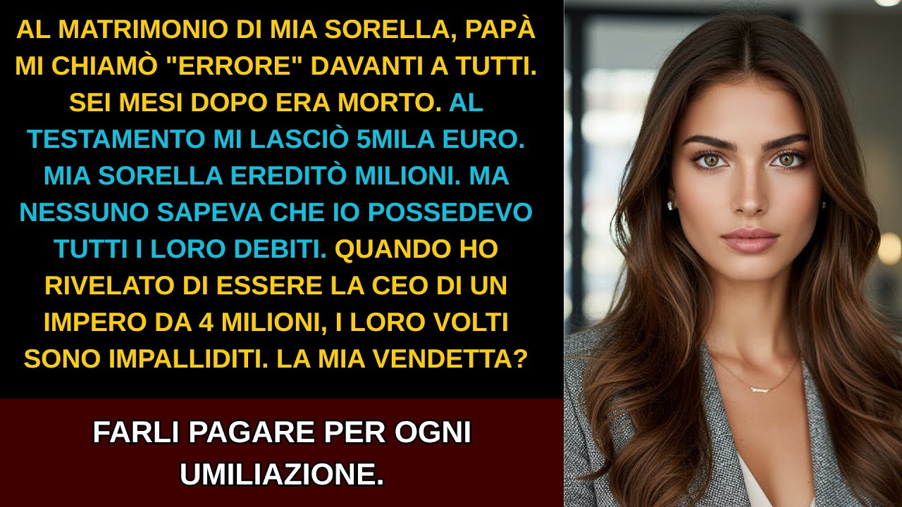 Al matrimonio di mia sorella, papà ha detto: 