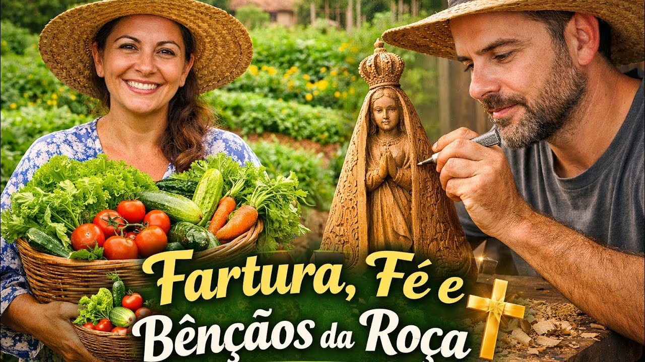 Olha a fartura dessa horta! E uma escultura linda de Nossa Senhora Aparecida 🙏