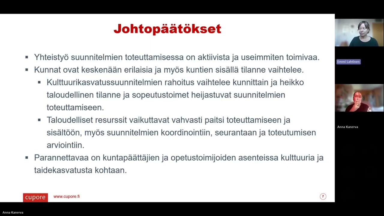 Yhteistuumin aamukahvit: Cupore selvitti Kulttuurikasvatussuunnitelmien toteuttamista