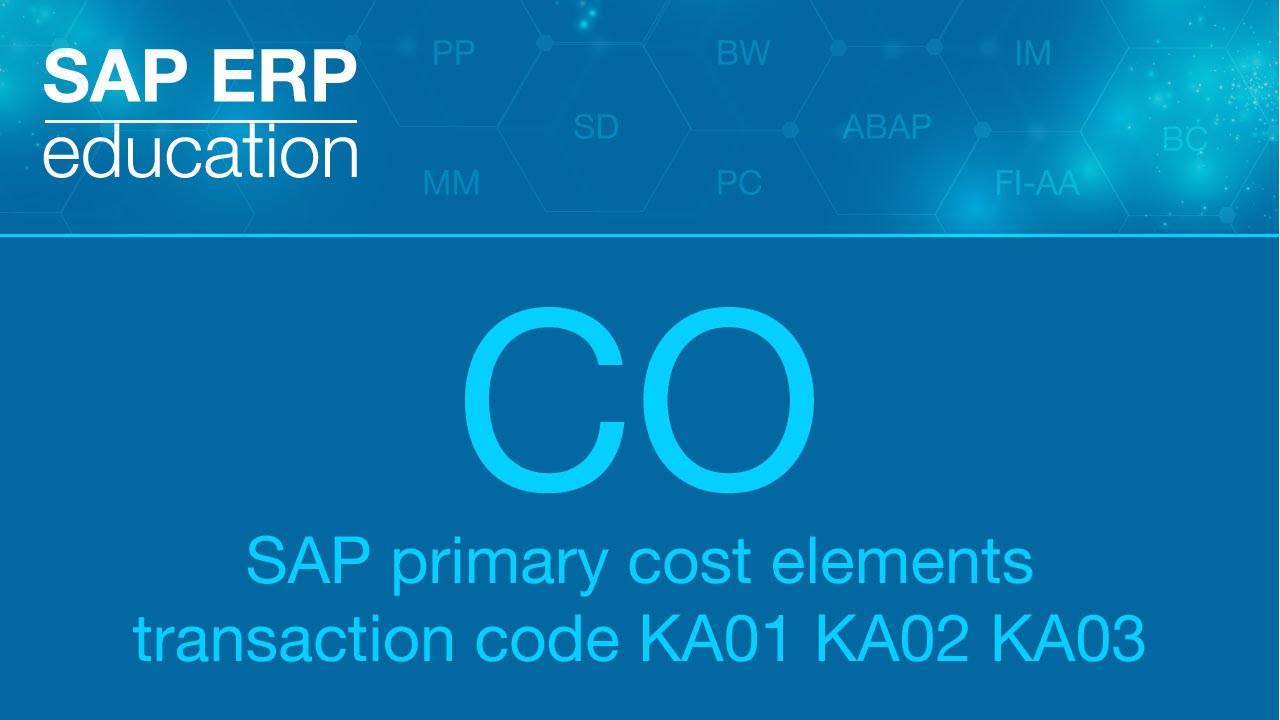 SAP CO Master Data: Primary cost elements  transaction code KA01 KA02 KA03 первичный вид затрат