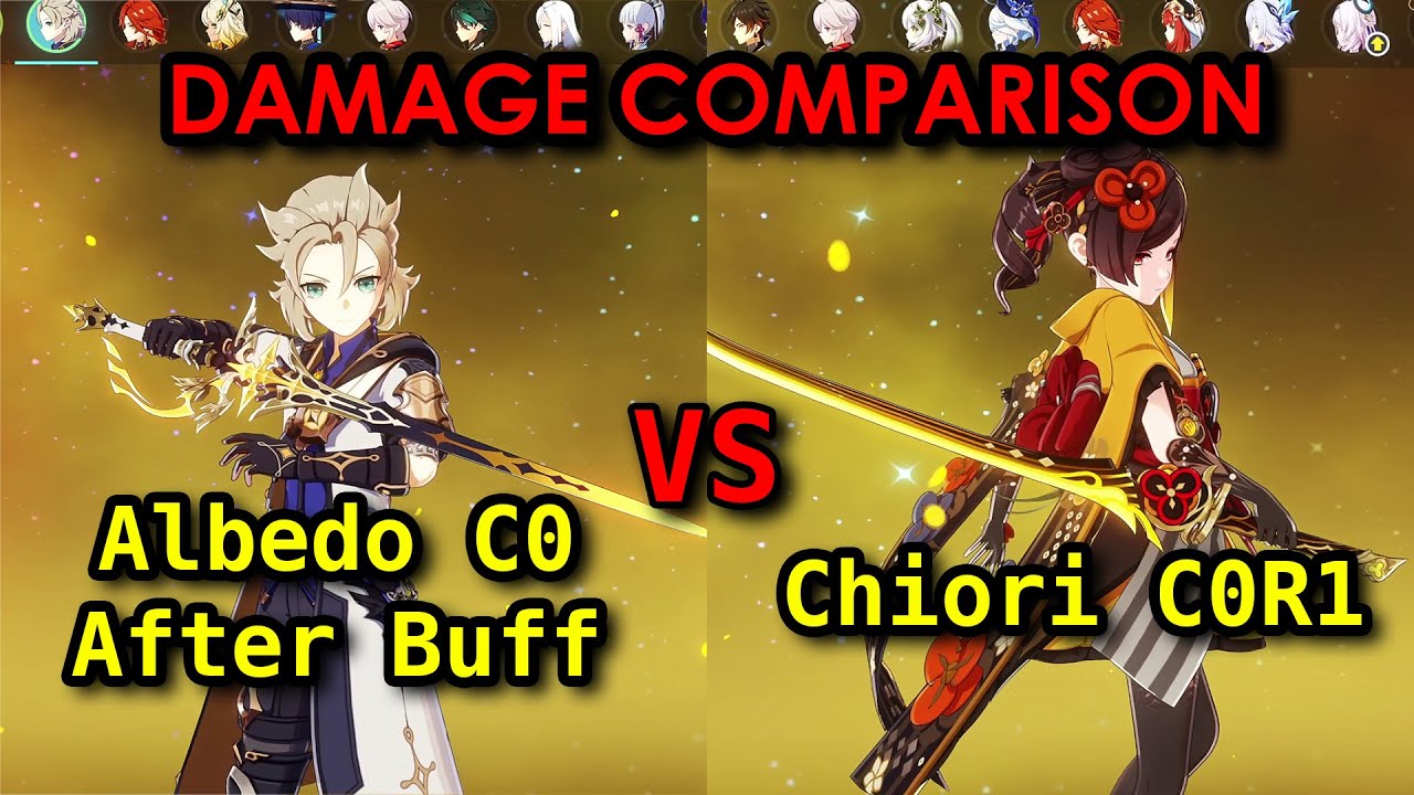 Can Albedo Compete with Chiori Now? | Albedo C0 vs Chiori C0R1 Damage Comparison | Genshin Impact