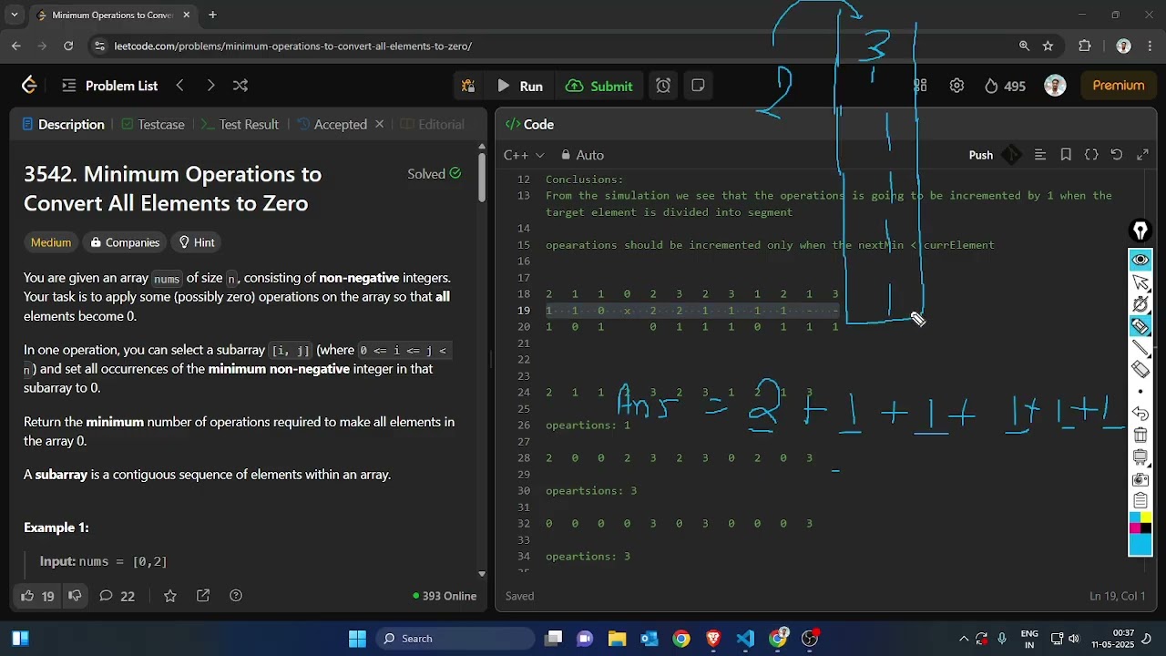 3542. Minimum Operations to Convert All Elements to Zero | Leetcode | Biweekly Contest 156