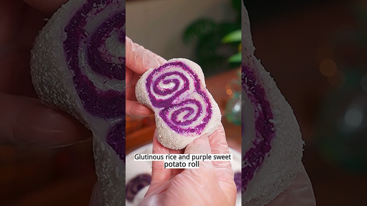 Glutinous rice and purple sweet potato roll 