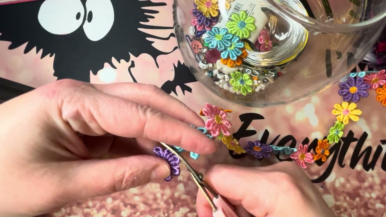 Junk Journal Project Prep - tiny embroidered flowers 