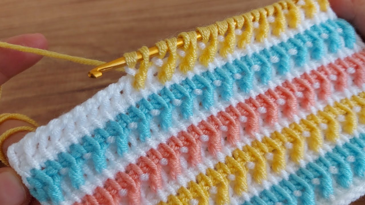 Easy Knitting Tunisian Baby Blanket - Tunus işi Şahane Battaniye Yelek Örgü Modeli..