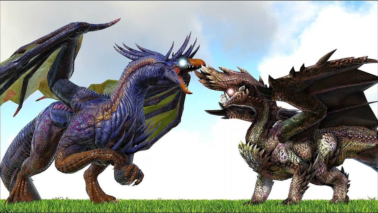 ALATREON ELDER DRAGON MHW VS ALARION ELEMENTAL DRAGON (DRAGON EVO) (ARK SURVIVAL EVOLVED BATTLE)