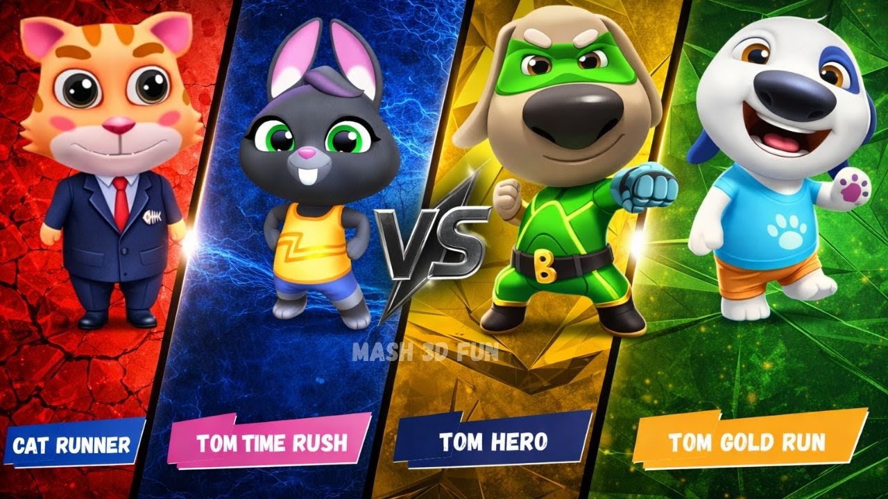 Which Talking Tom Runner Game Is BEST? 🏆  |Time Rush🆚Gold Run🆚 Cat Runner 🆚  Hero Dash| |Mash 3d fun