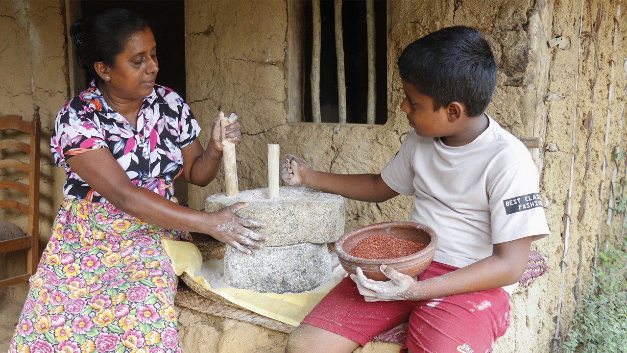 Finger Millet bolls /A traditional method of making finger millet flour.  village kitchen recipe