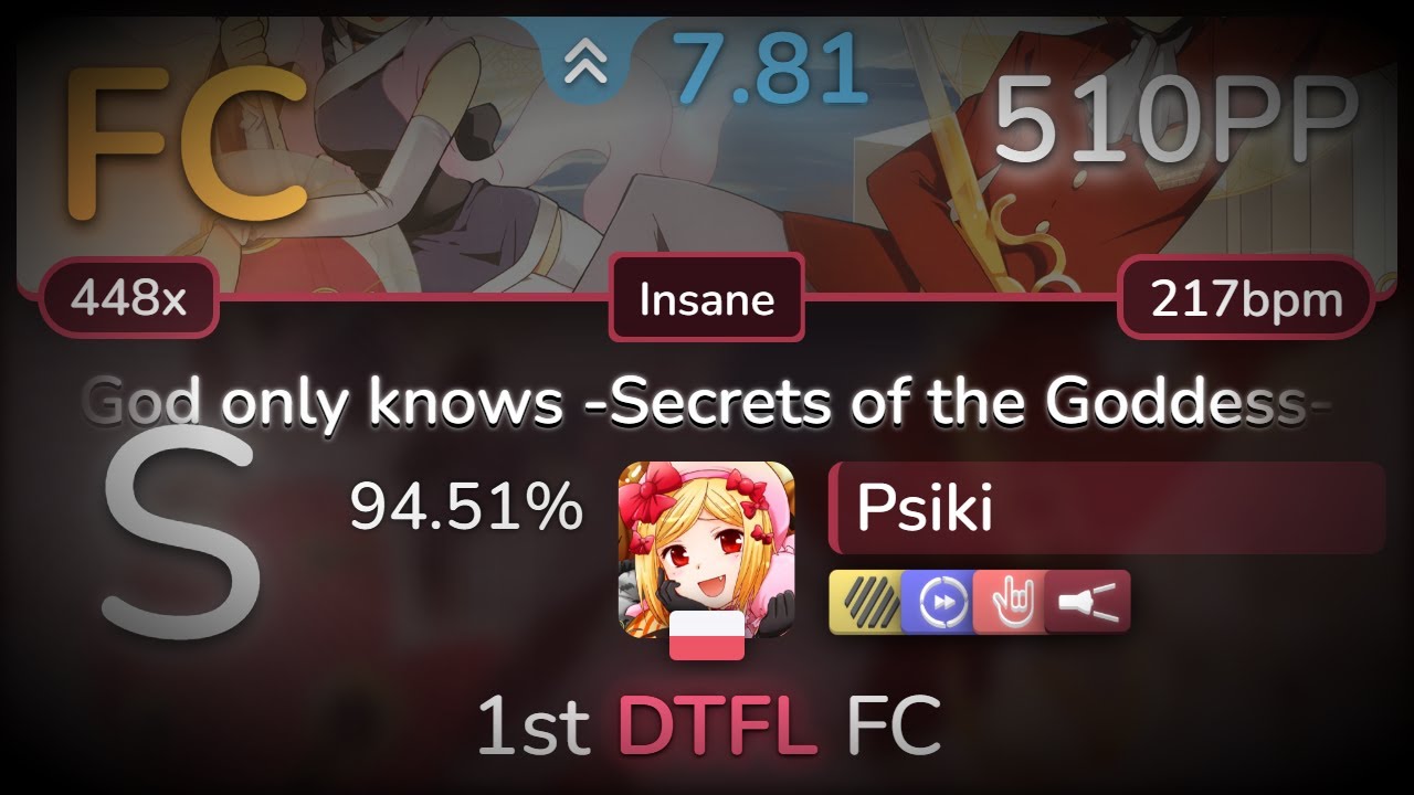 🔔 Psiki | Oratorio The World God Only Knows - God only knows [Insane] +HDDTHRFL 94.51% FC 510pp