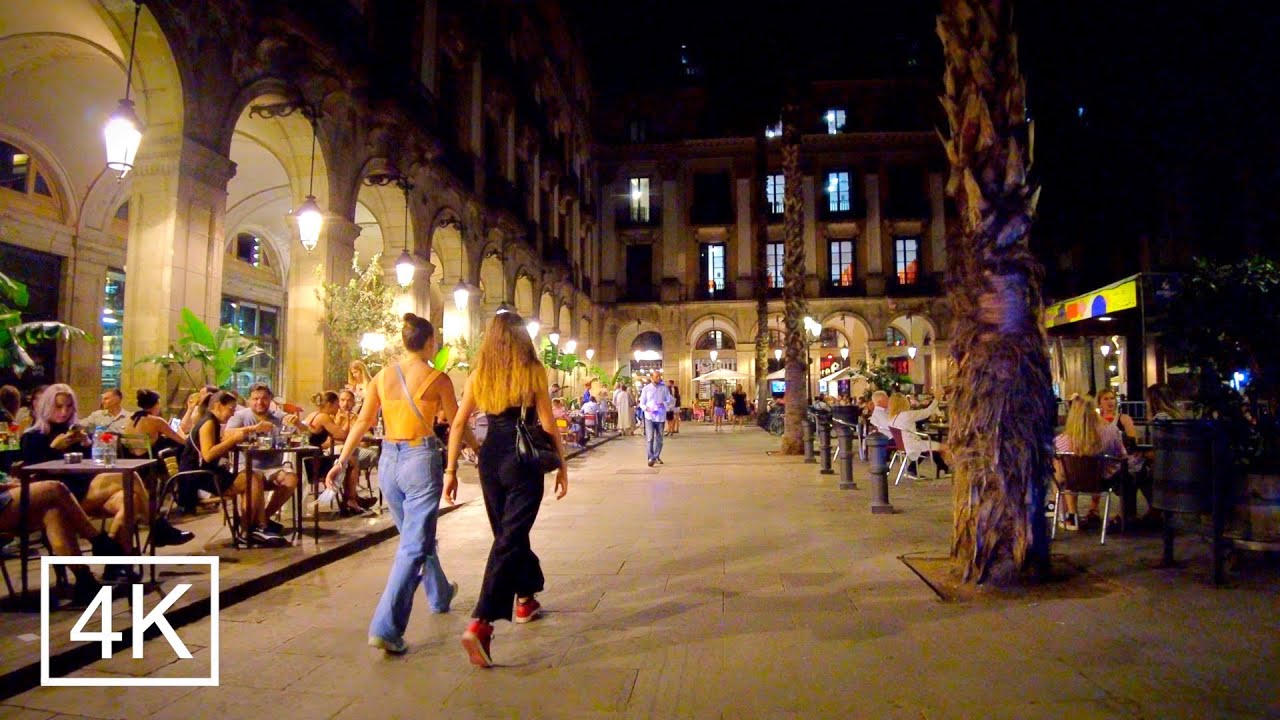 Barcelona nightlife: LA RAMBLA & GOTHIC QUARTER at Night - Catalonia, Spain 4K ASMR 60fps