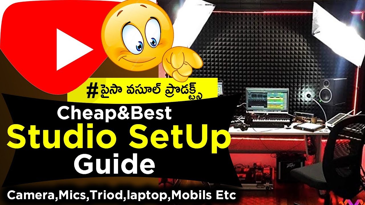 Cheap & Best Youtube Studio Setup Guide - Camera,Mic,Lights,Laptop,etc - in Telugu