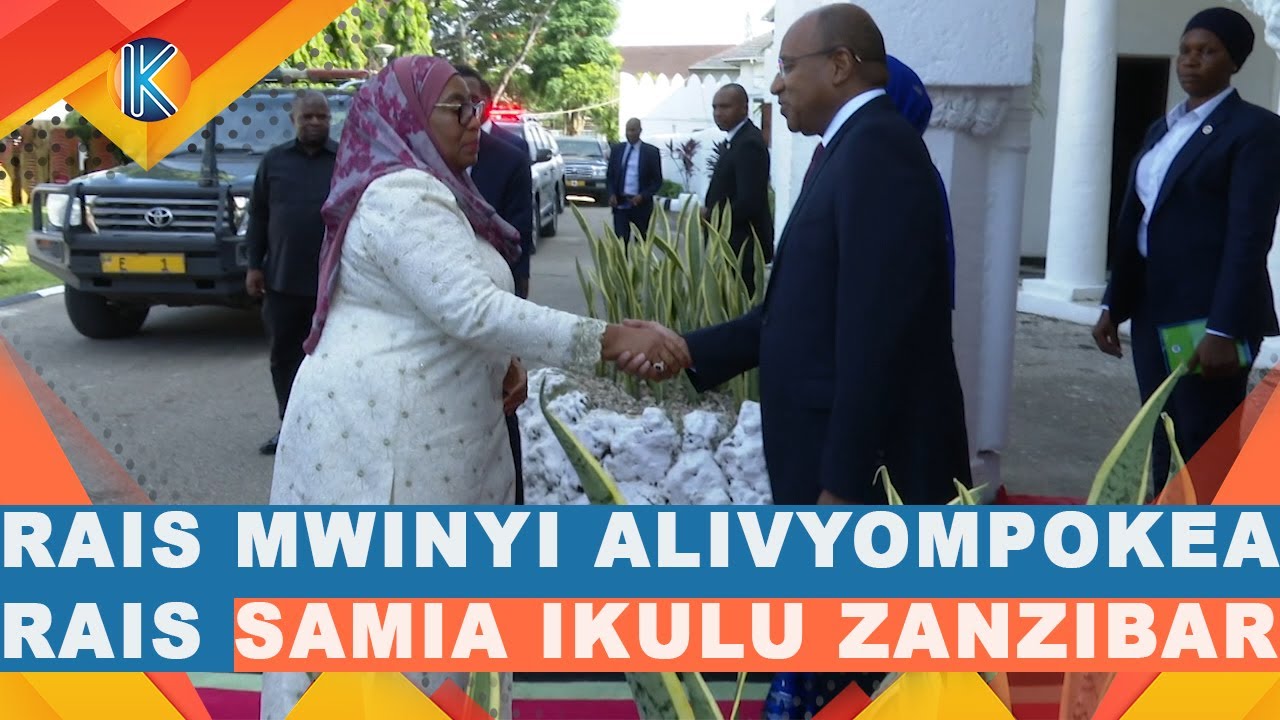 RAIS MWINYI ALIVYOMPOKEA RAIS SAMIA IKULU ZANZIBAR, AMTUNUKU NISHANI