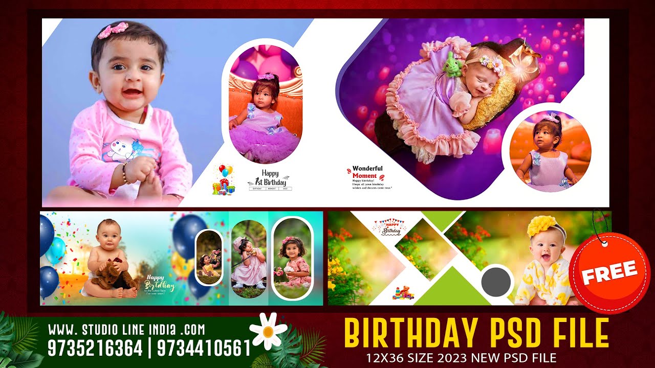 FREE DOWNLOAD BIRTHDAY ALBUM PSD || 2024 NEW 12x36 ALBUM PSD  || STUDIO LINE INDIA ||