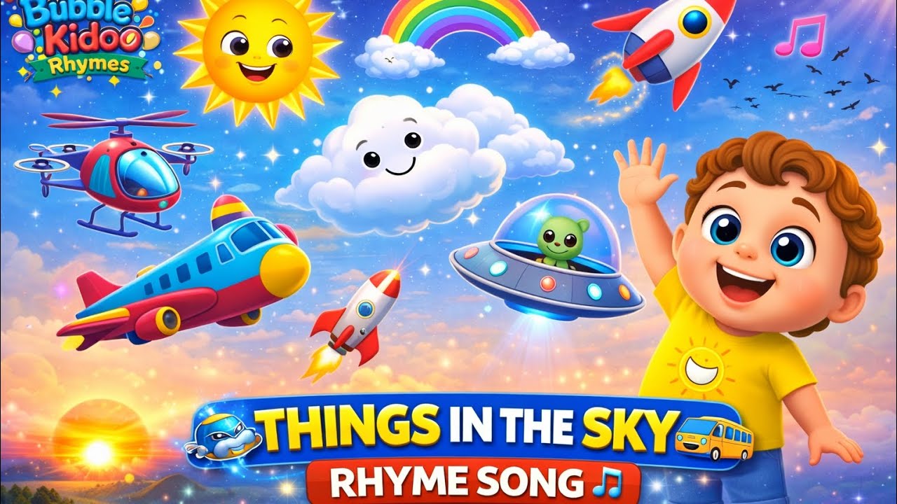 In the Sky Song for Kids | Sun Moon Stars Song | Nursery Rhymes