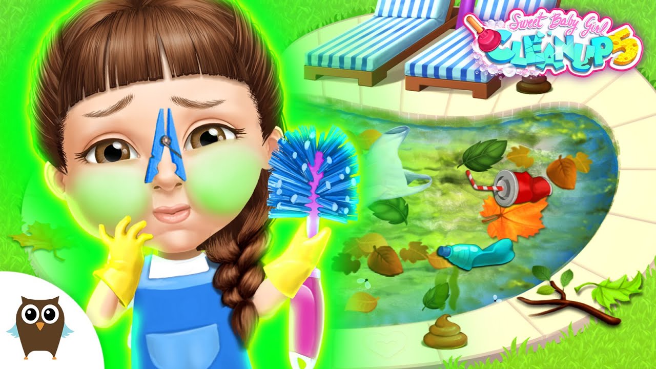 Cleaning Messy Pool 🧹 Sweet Baby Girl Cleanup 5 | Fun Kids Reaction Video | TutoTOONS